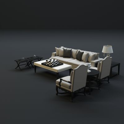 现代沙发茶几组合3D模型