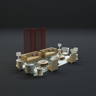 现代沙发茶几组合3D模型