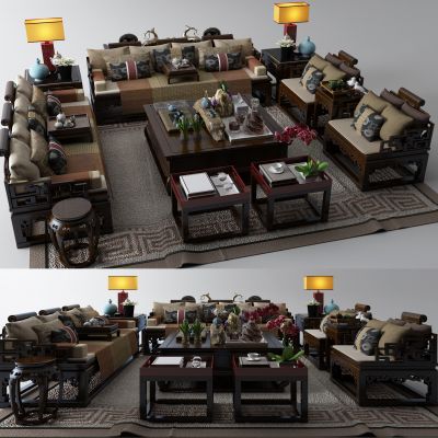 新中式沙发茶几