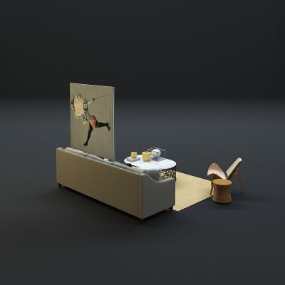 现代沙发茶几组合3D模型