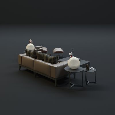 现代沙发茶几组合3D模型