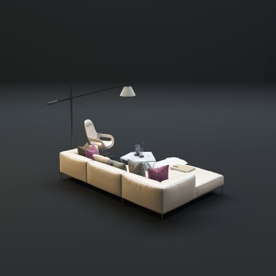现代沙发茶几组合3D模型