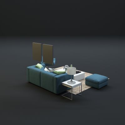 现代沙发茶几组合3D模型