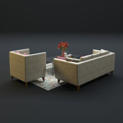现代沙发茶几组合3D模型