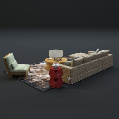 现代沙发茶几组合3D模型