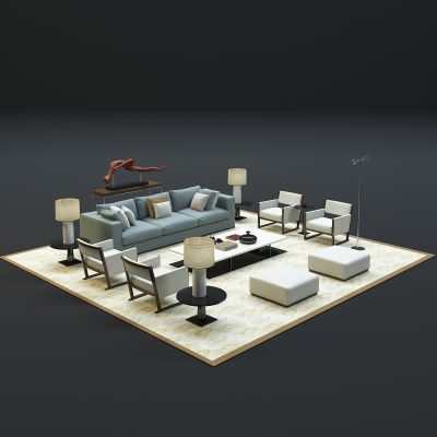 现代沙发茶几组合3D模型