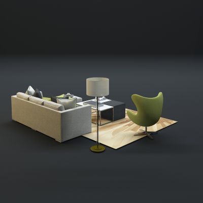现代沙发茶几组合3D模型