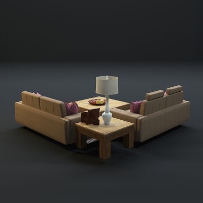 现代沙发茶几组合3D模型