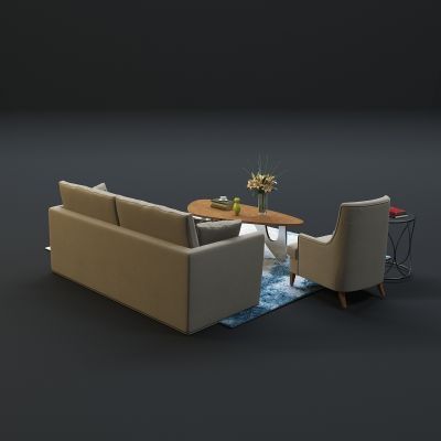 现代沙发茶几组合3D模型