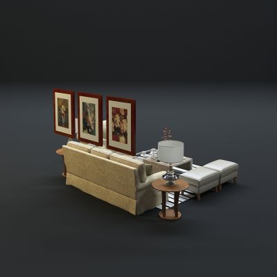  现代沙发茶几组合3D模型