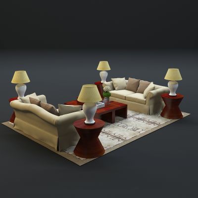 现代沙发茶几组合3D模型