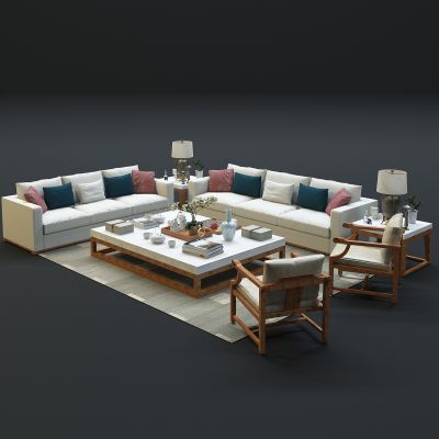 现代沙发茶几组合3D模型