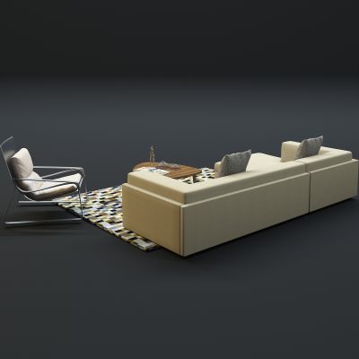 现代沙发茶几组合3D模型
