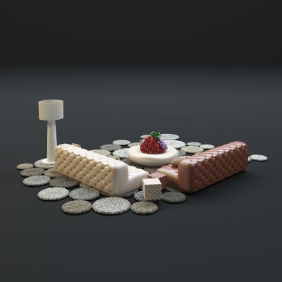 现代沙发茶几组合3D模型