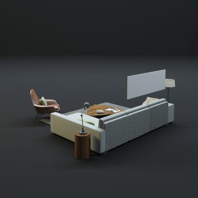 现代沙发茶几组合3D模型