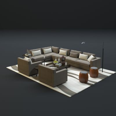 现代沙发茶几组合3D模型