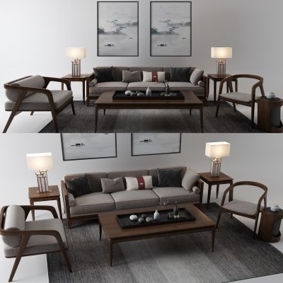 新中式沙发茶几3D模型