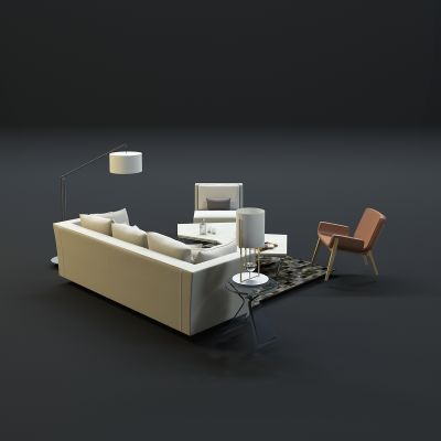 现代沙发茶几组合3D模型