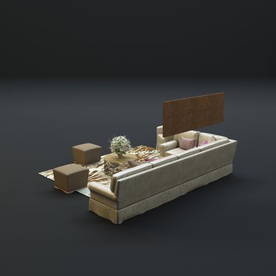 现代沙发茶几组合3D模型