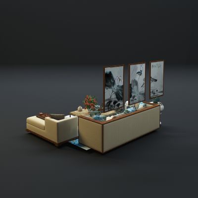 现代沙发茶几组合3D模型
