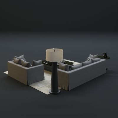 现代沙发茶几组合3D模型