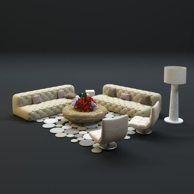 现代沙发茶几组合3D模型