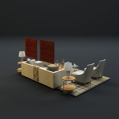 现代沙发茶几组合3D模型