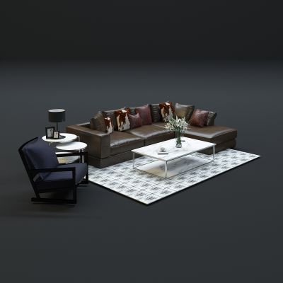 现代沙发茶几组合3D模型