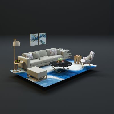 现代沙发茶几组合3D模型
