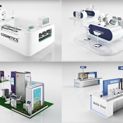 现代展台，展柜，展台，展示柜，展示架3D模型