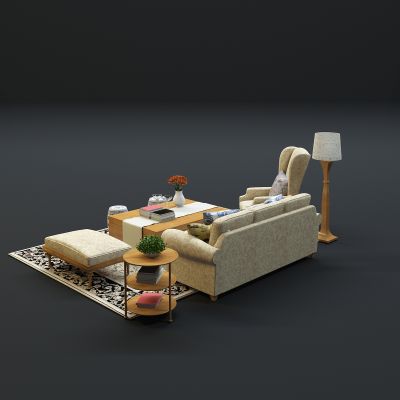 现代沙发茶几组合3D模型