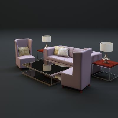 现代沙发茶几组合3D模型