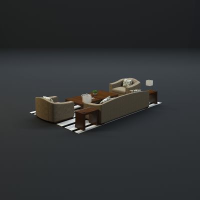 现代沙发茶几组合3D模型