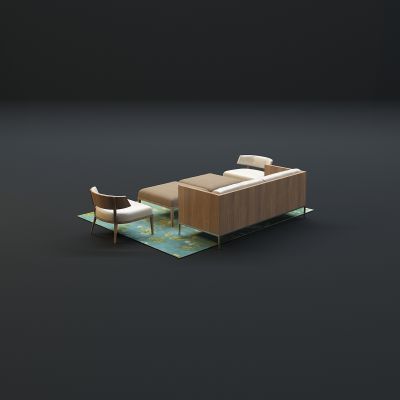 现代沙发茶几组合3D模型