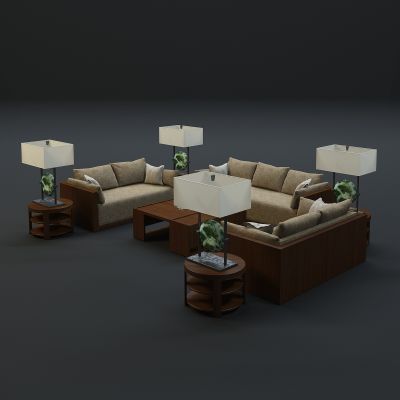 现代沙发茶几组合3D模型