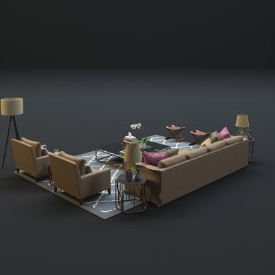  现代沙发茶几组合3D模型