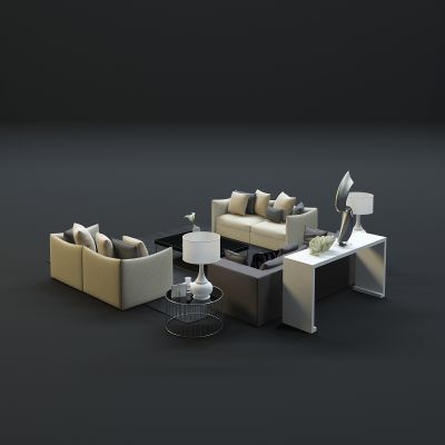 现代沙发茶几组合3D模型