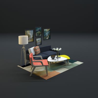 现代沙发茶几组合