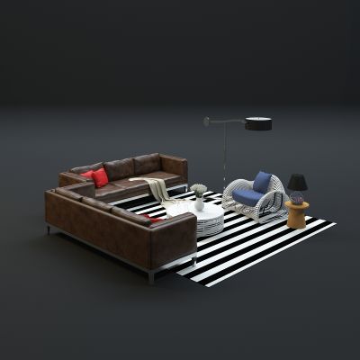 现代沙发茶几组合