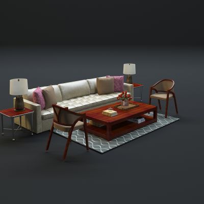 现代沙发茶几组合3D模型