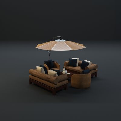 现代沙发茶几组合3D模型