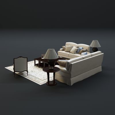 现代沙发茶几组合3D模型