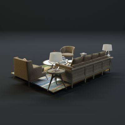 现代沙发茶几组合3D模型