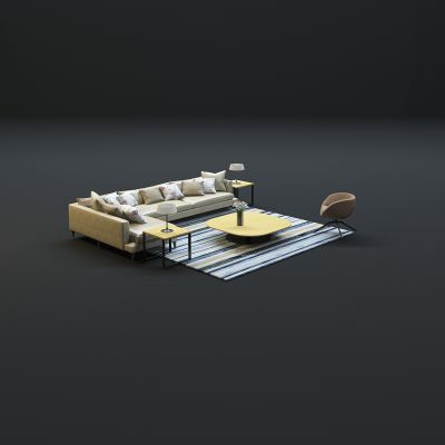 现代沙发茶几组合3D模型