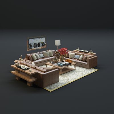  现代沙发茶几组合3D模型