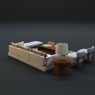  现代沙发茶几组合3D模型