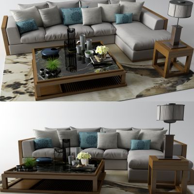 新中式转角沙发 布艺沙发