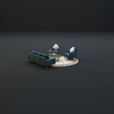 现代沙发茶几组合3D模型