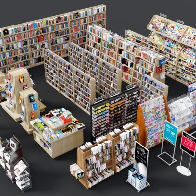 现代书店配套，书店设施，书架，书柜，书，图书，杂志架，货架