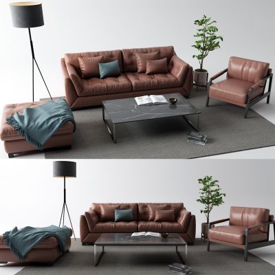 现代皮革沙发 落地灯